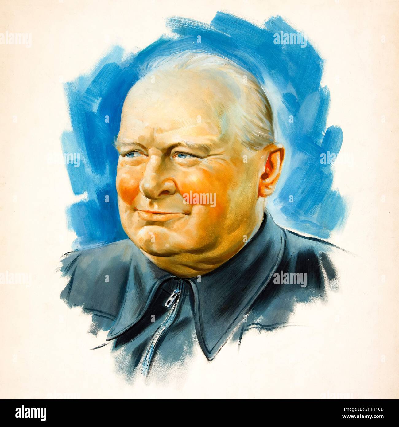 Winston Churchill, art portrait painting by unknown artist, 1939-1946 war art Stock Photo