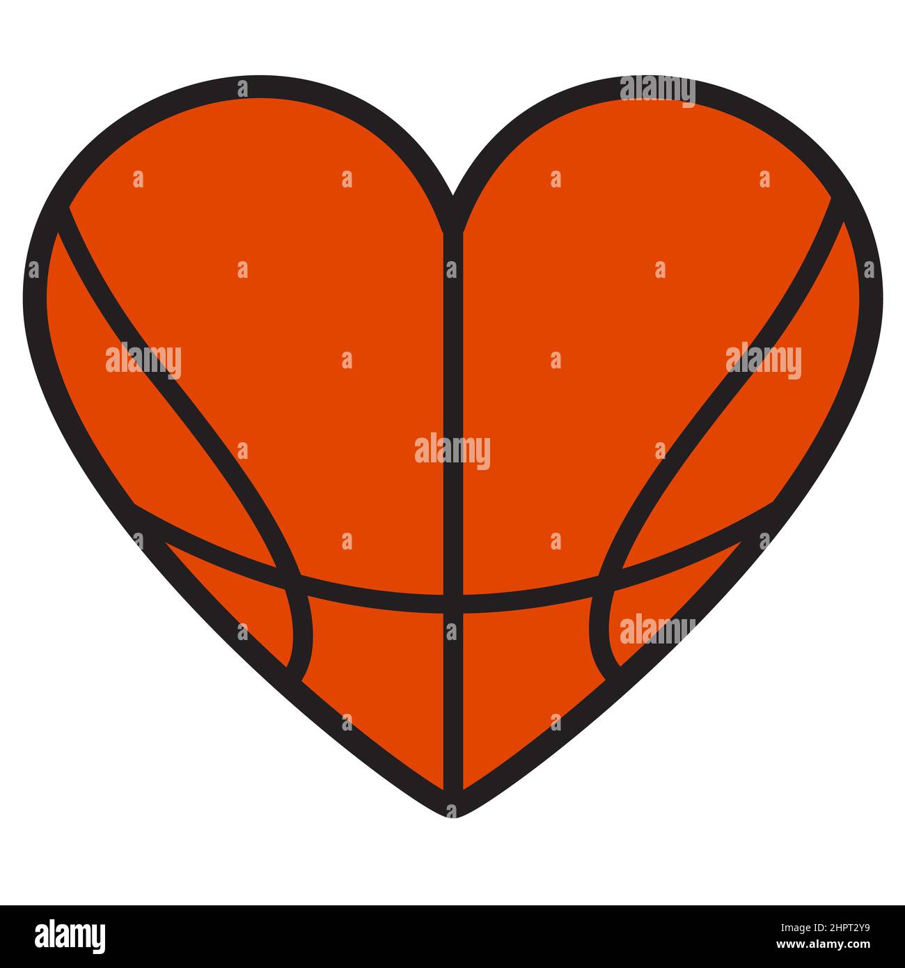 basketball heart love ball logo icon on white background. heart shape