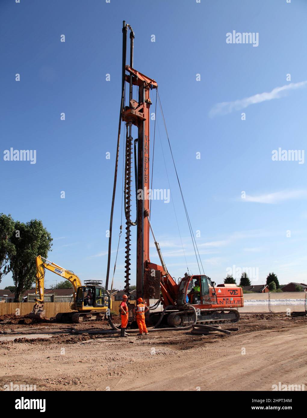 Van Elle drilling and piling machinery contractors on a building site in the West Midlands, England, UK Stock Photo