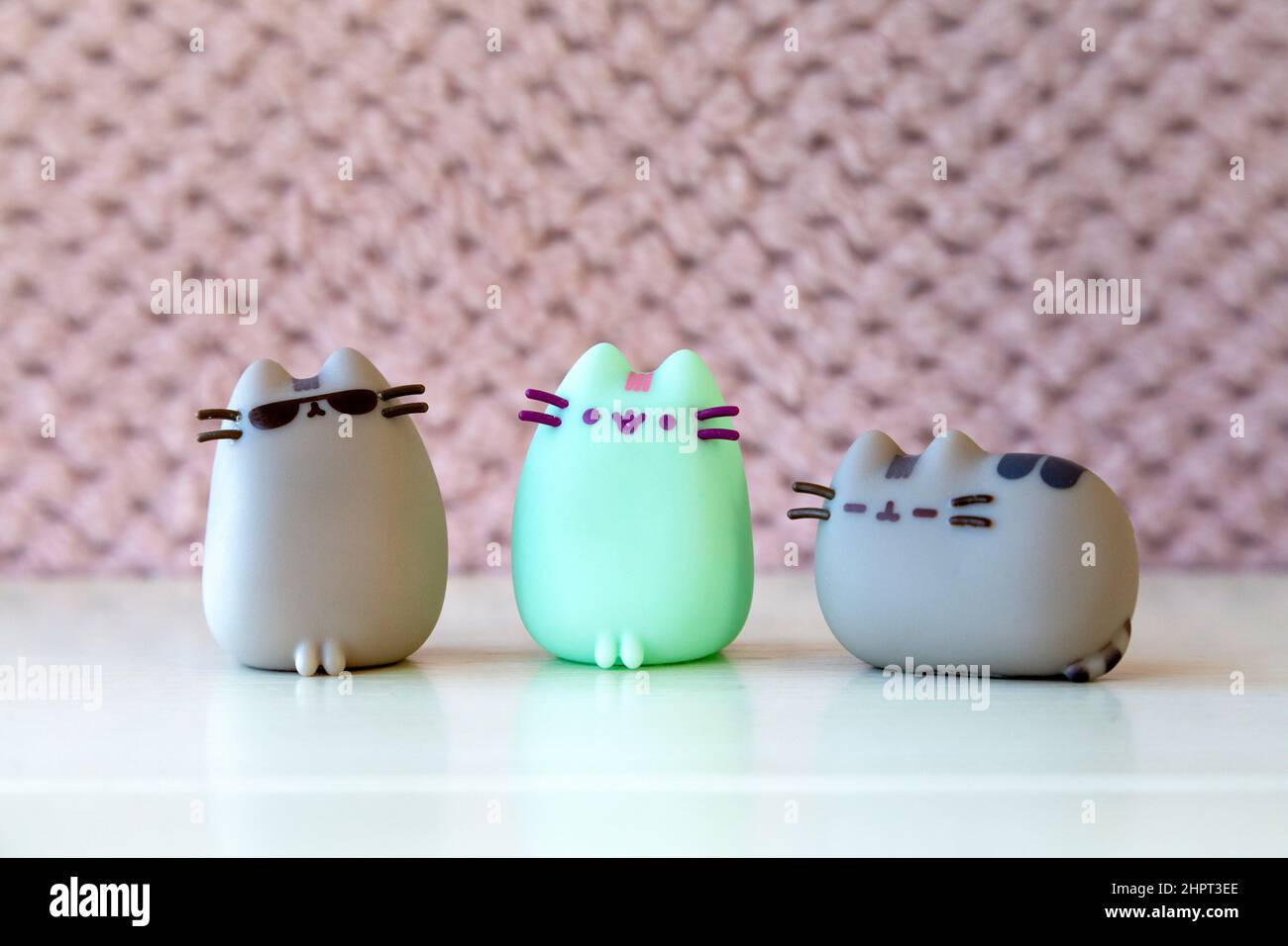Selection of Pusheen cat figurines Stock Photo