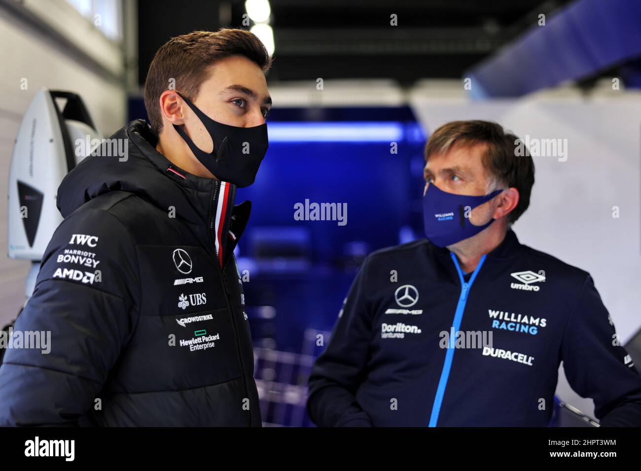 Barcelona, Spain. 23rd Feb, 2022. (L to R): George Russell (GBR ...