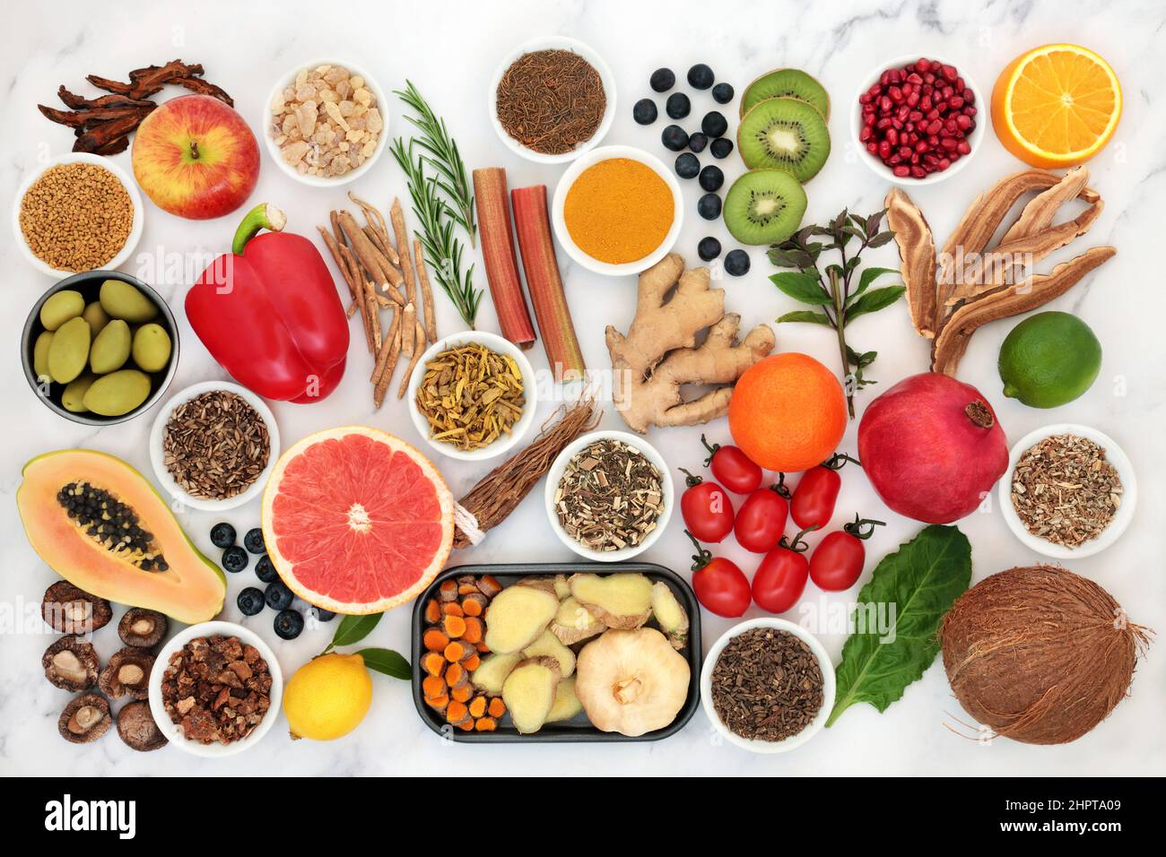 Vegan health food for immune system support with vegetables, fruit ...
