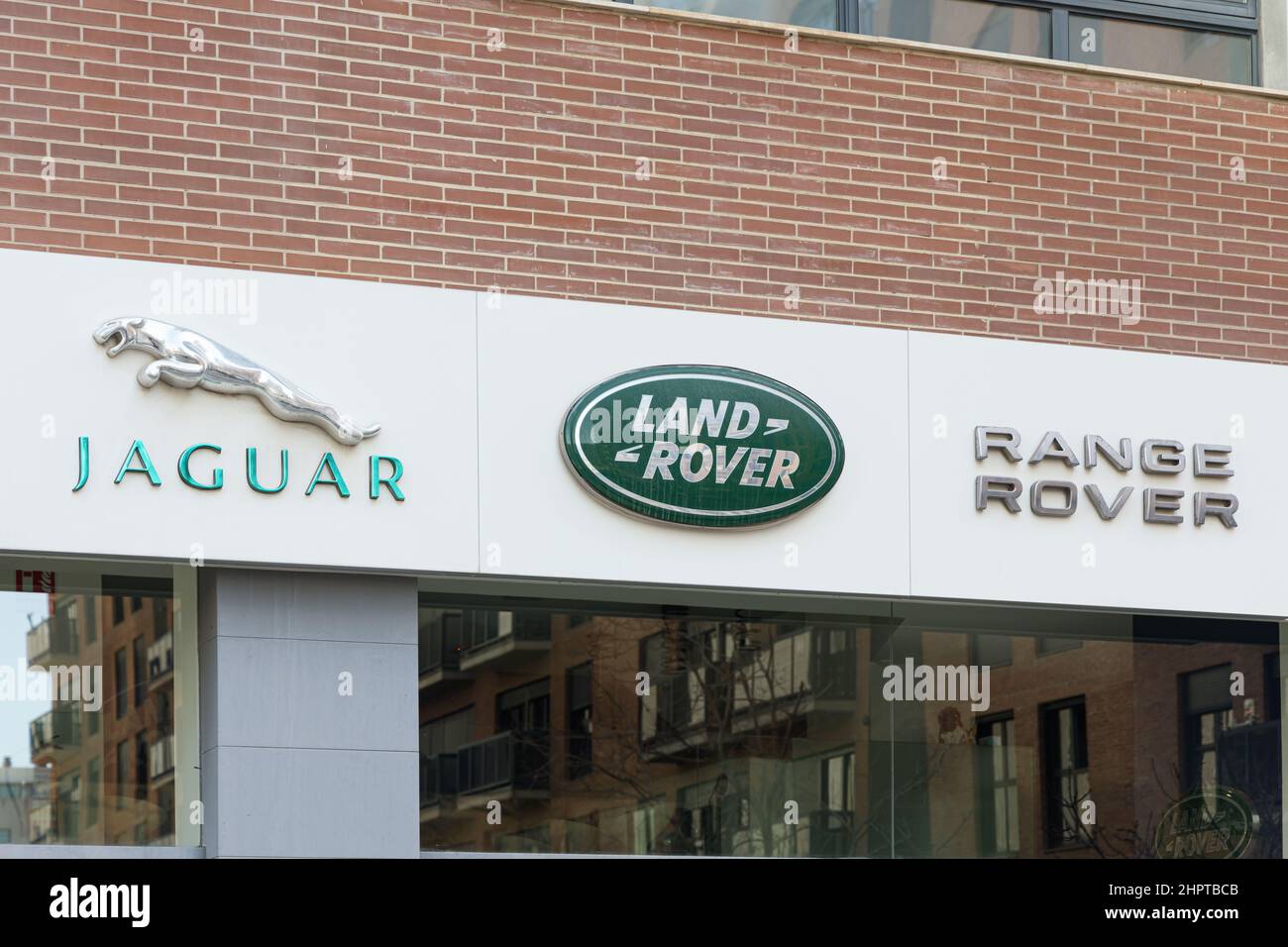 VALENCIA, SPAIN - FEBRUARY 22, 2022: Jaguar Land Rover is a British multinational automobile manufacturer which produces luxury vehicles and sport uti Stock Photo