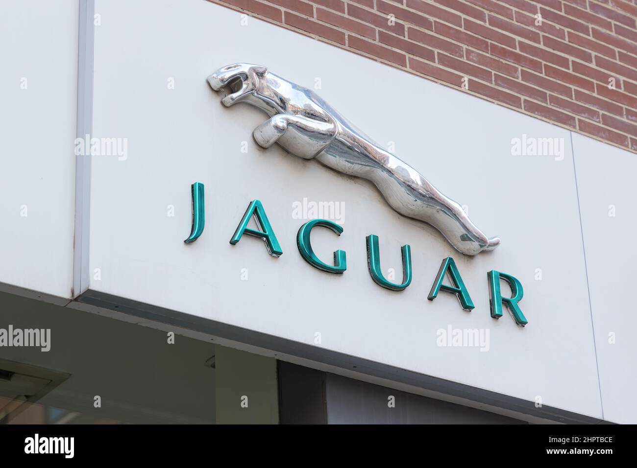 VALENCIA, SPAIN - FEBRUARY 22, 2022: Jaguar is the luxury vehicle brand of Jaguar Land Rover, a British multinational car manufacturer Stock Photo