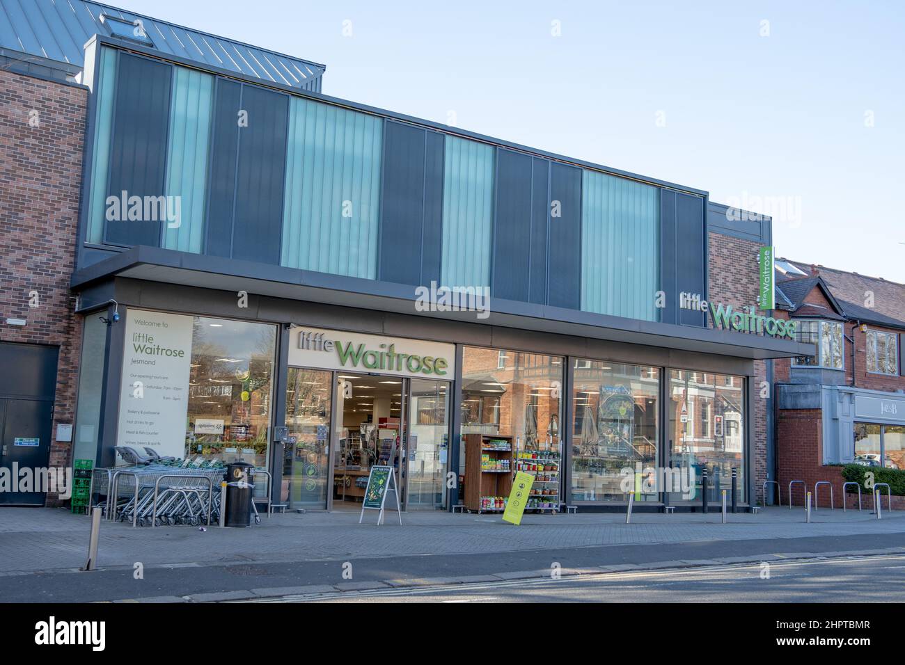A branch of Little Waitrose, in Jesmond, Newcastle upon Tyne, UK. Stock Photo
