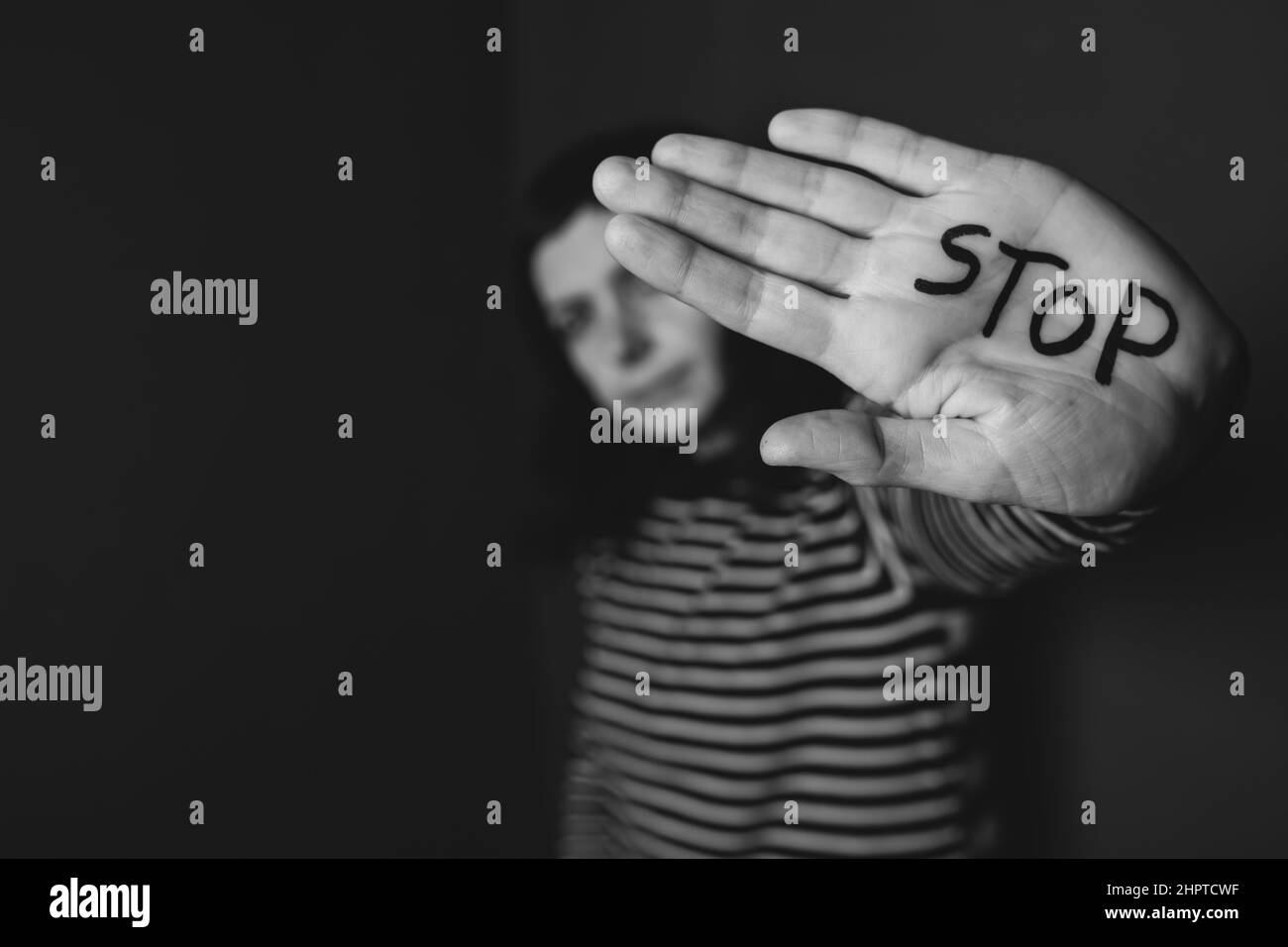 Domestic violence against women Black and White Stock Photos & Images ...