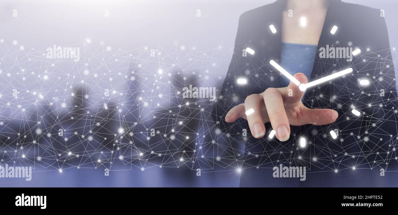 Time Timing Punctual Schedule Management Concept. Hand touch digital