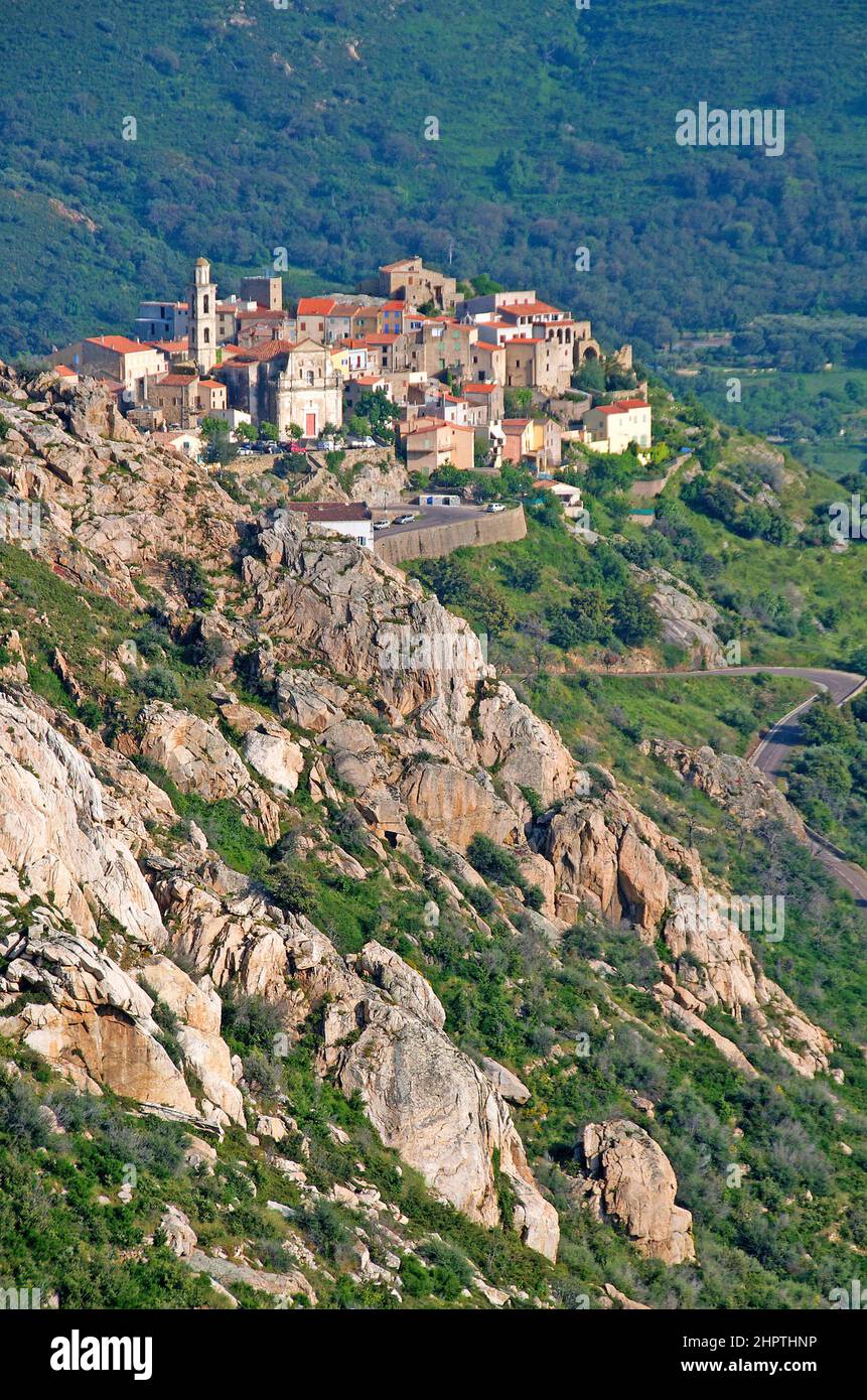 Montemaggiore village,  Balagne, Corsica,  France Stock Photo