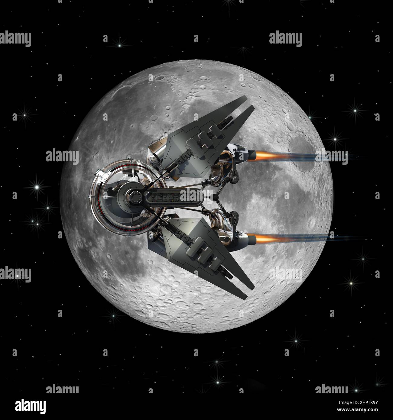 Manned drone near the Moon for space exploration 3d Elements of this image furnished by NASA Stock Photo - Alamy