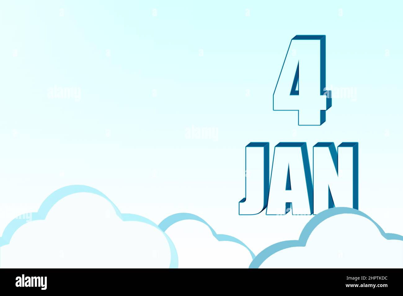 4th day of January. 3d calendar with the date of 4 January on blue sky ...