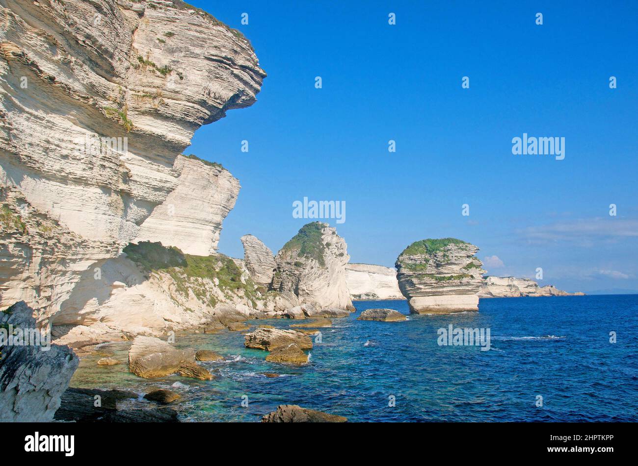 the cliffs of Bonifacio, the 'grain de sable', South Corsica, France Stock Photo