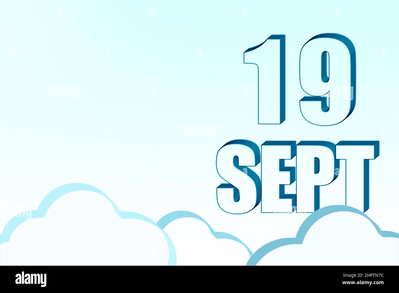 19th day of September. 3d calendar with the date of 19 September on ...