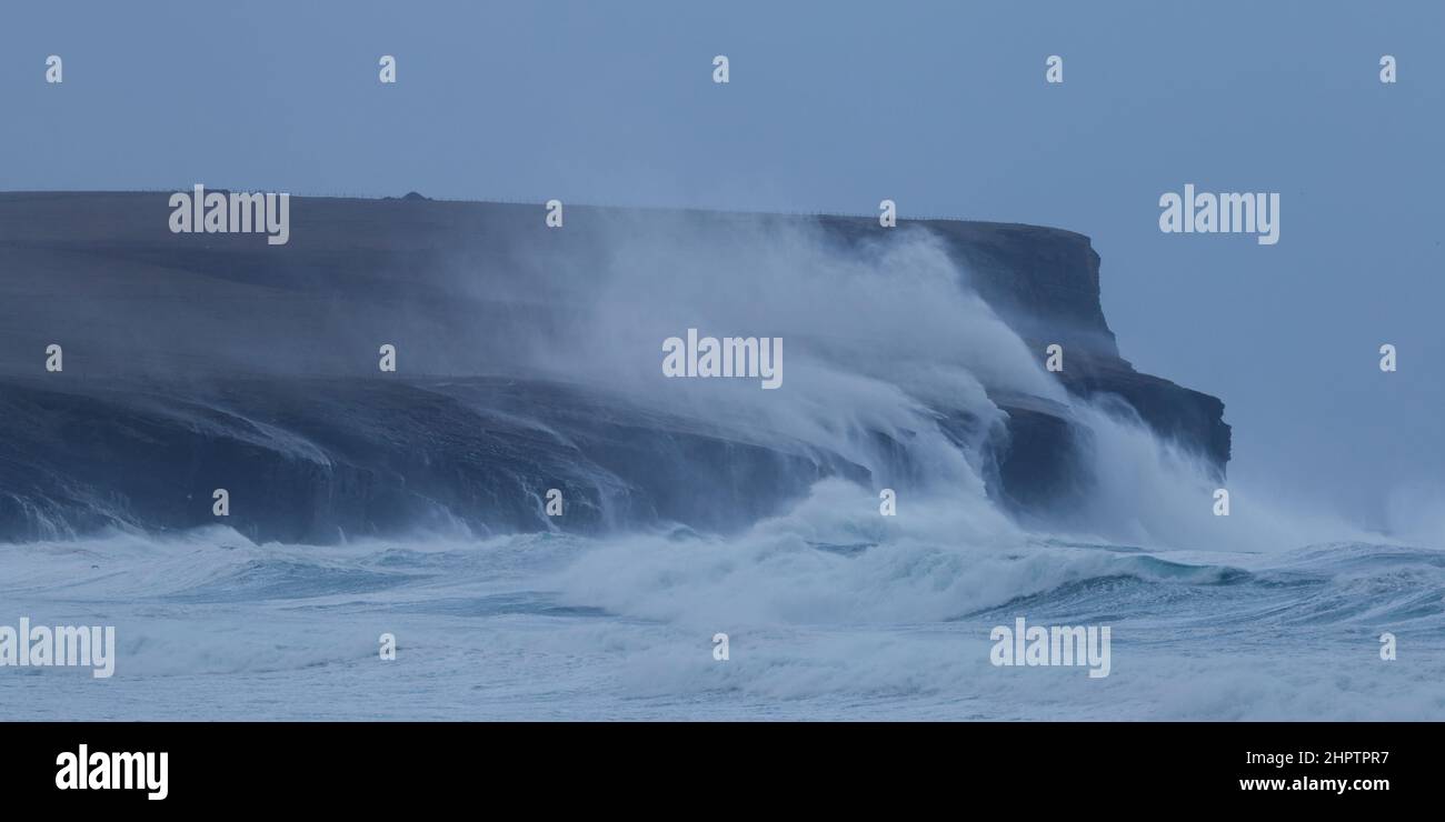 Rough seas at Marwick Head, Orkney Isles Stock Photo