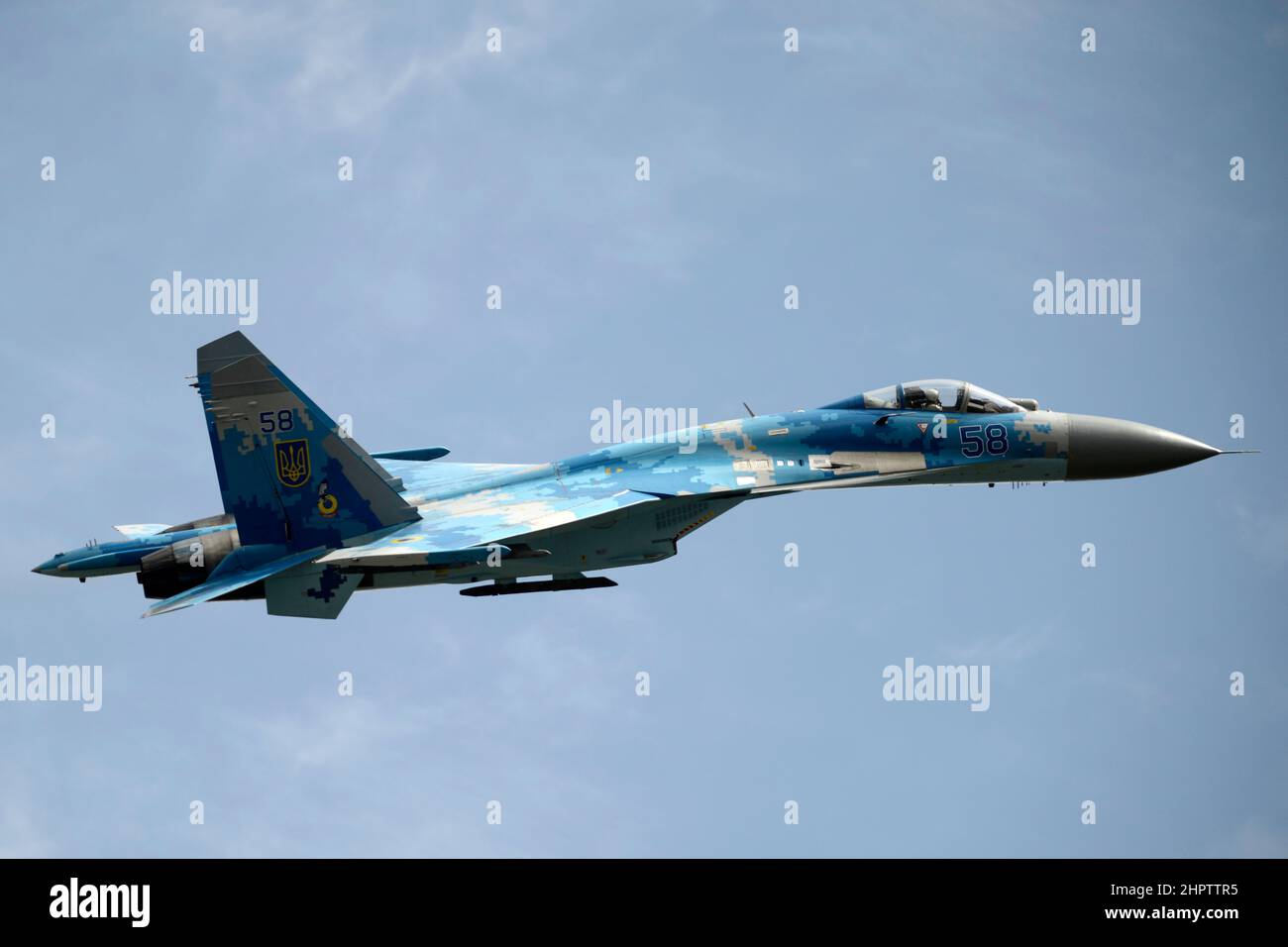 Hradec Kralove, Czech Republic. 2nd Sep, 2017. The Armed Forces of Ukraine at a flight demonstration in the Czech Republic. The best air asset of the Ukrainian Air Force is the legendary Sukhoi Su-27. NATO-reporting name Flanker. (Credit Image: © Slavek Ruta/ZUMA Press Wire) Stock Photo