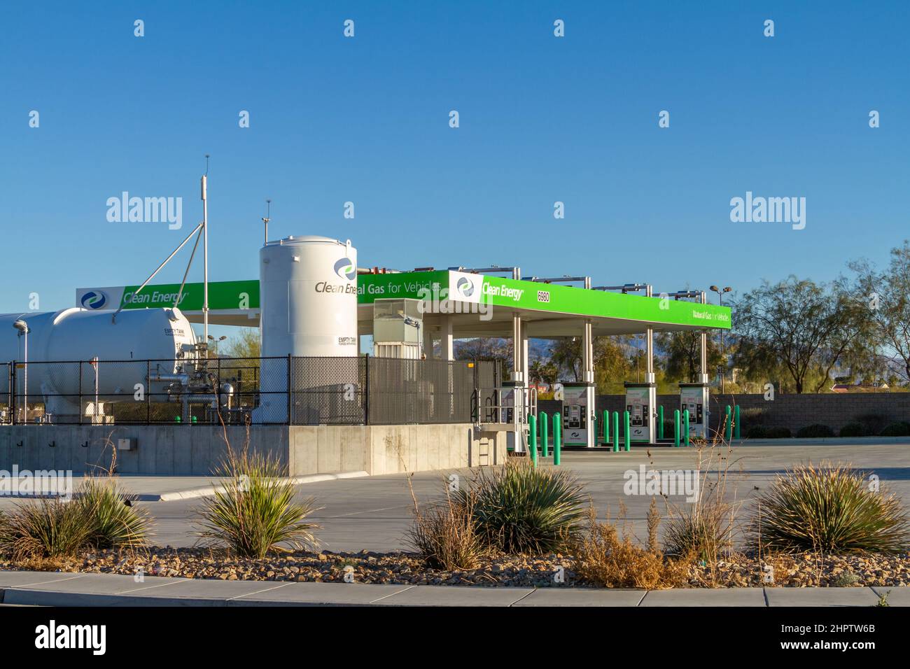 Las Vegas, NV, USA – February 17, 2022: Clean Energy Natural Gas station located in Las Vegas, Nevada. Stock Photo