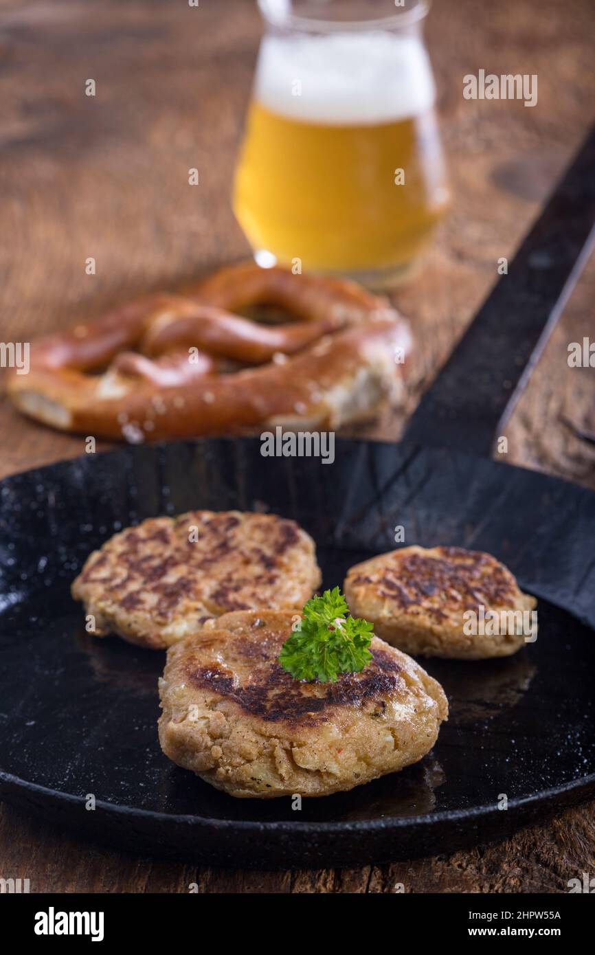 austrian cheese dumplings in a pan Stock Photo