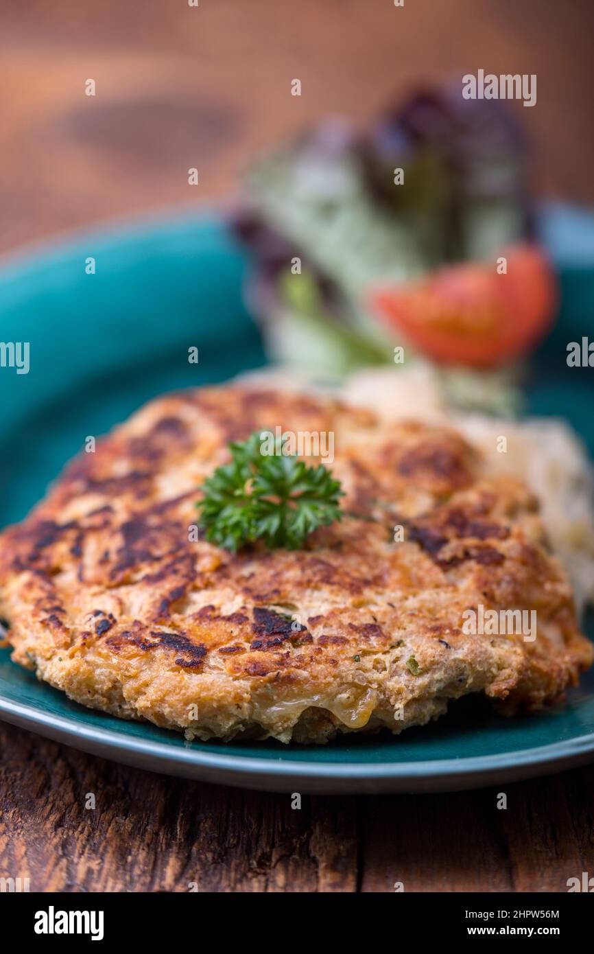austrian cheese dumpling with sauerkraut Stock Photo