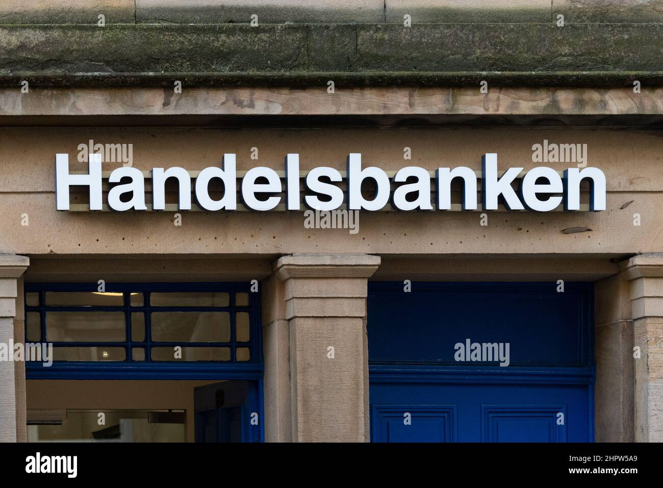 Handelsbanken sign, Lancaster, England, UK Stock Photo