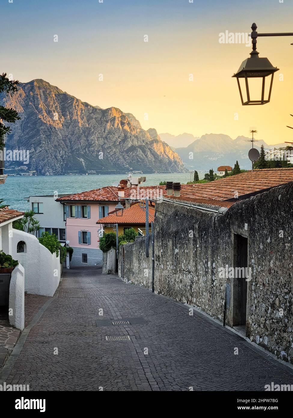 Street in Malcesine, Lake Garda, Italy Stock Photo
