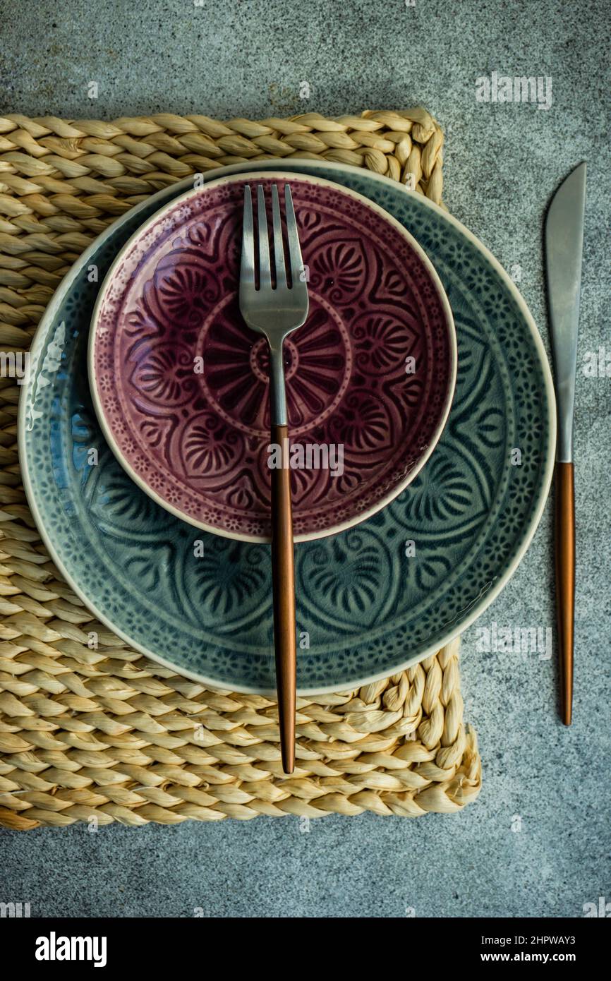 Rustic table setting Stock Photo