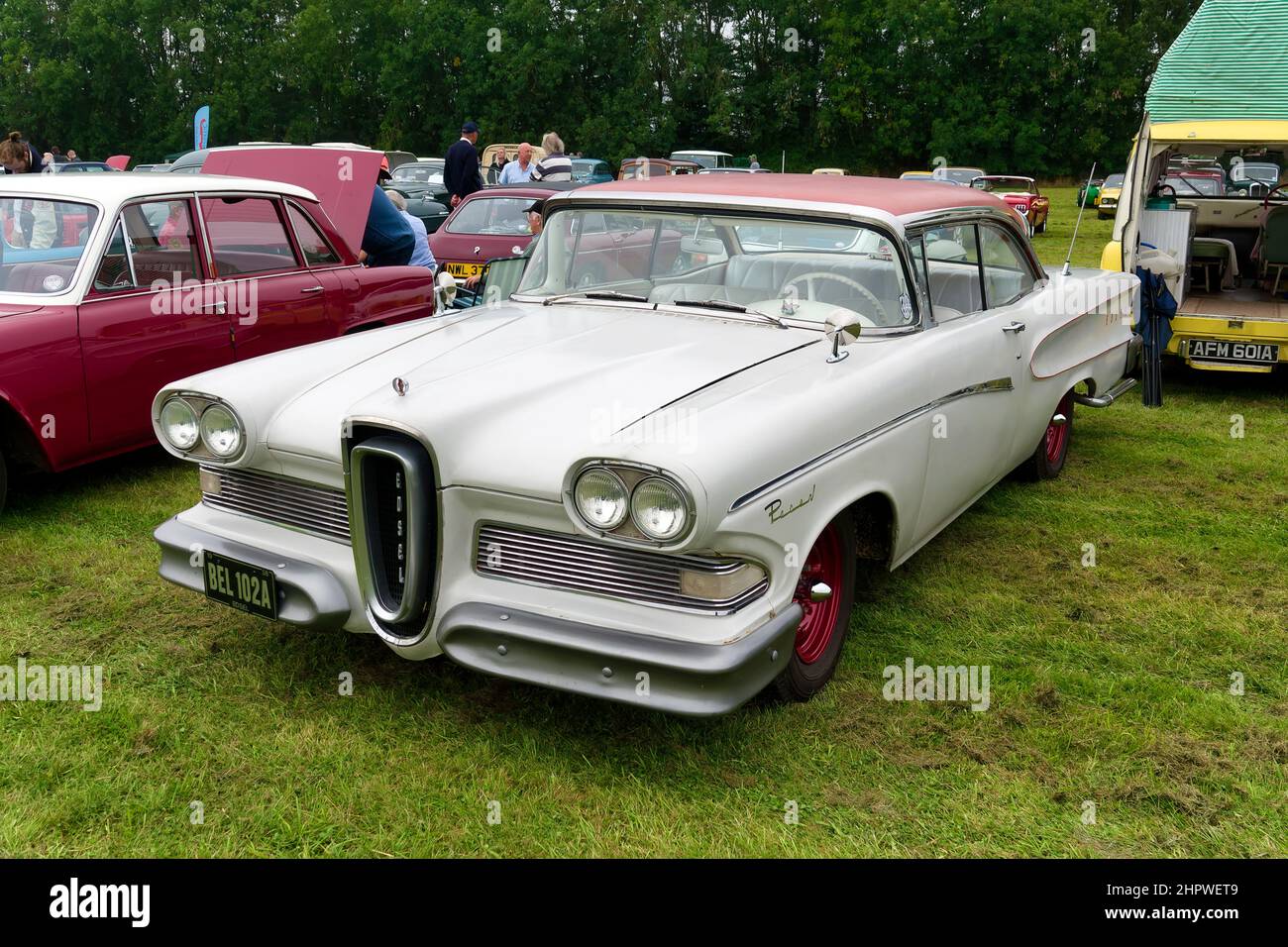 Westbury, Wiltshire, UK - September 5 2021:A 1958 Ford Edsel Pacer 2-Door hardtop at the 2021 White Horse Classic and Vintage Car Show Stock Photo