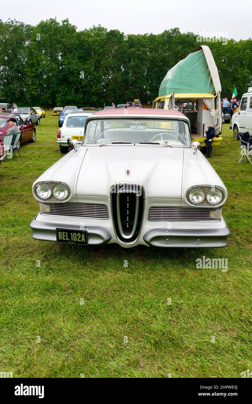 Westbury, Wiltshire, UK - September 5 2021:A 1958 Ford Edsel Pacer 2-Door hardtop at the 2021 White Horse Classic and Vintage Car Show Stock Photo