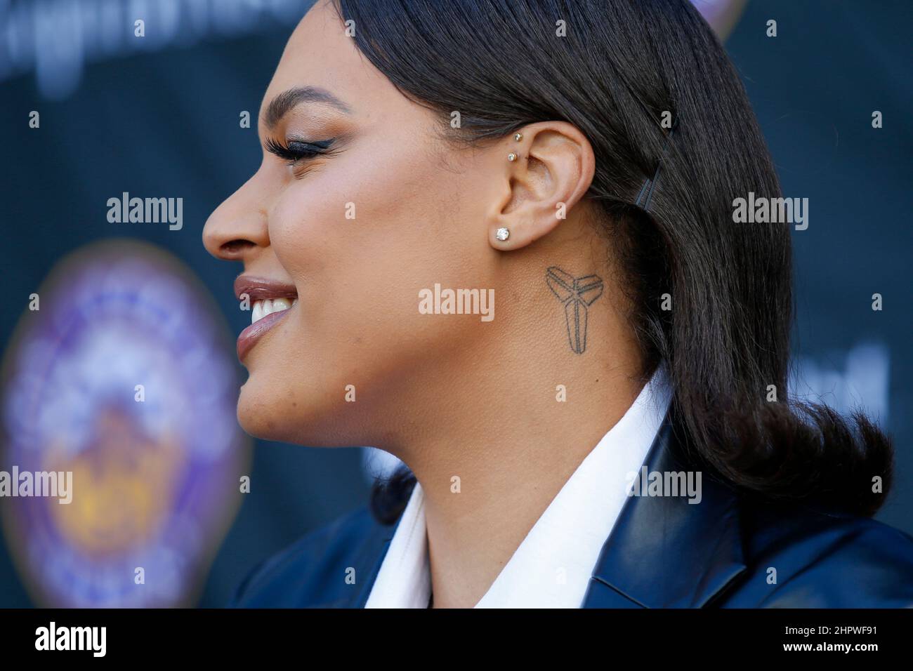 Los Angeles, California, USA. 23rd Feb, 2022. Los Angeles Sparks new signed  center Liz Cambage speaks in a news conference at Crypto.com Arena in Los  Angeles, Feb. 23, 2022. (Credit Image: ©