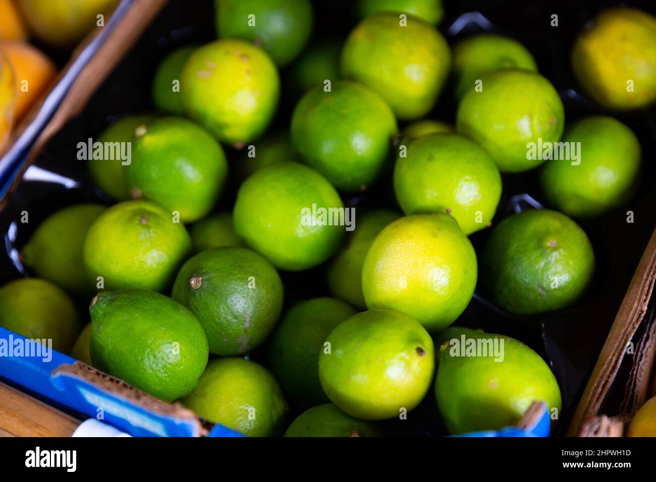 Lime fruit at grocery store Stock Photo Alamy