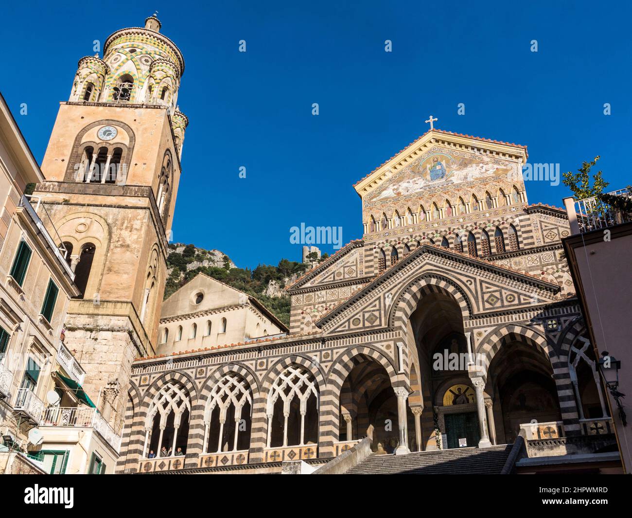 Saint Andrew cathedral or Cattedrale di S.Andrea in Amalfi covered with ...