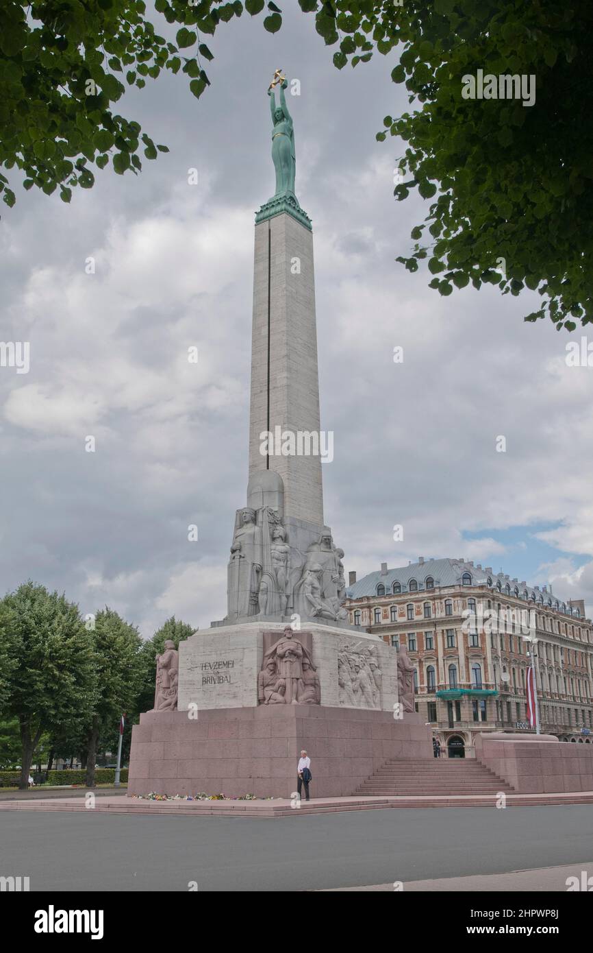 Freedom Monument in Riga, Latvia Stock Photo