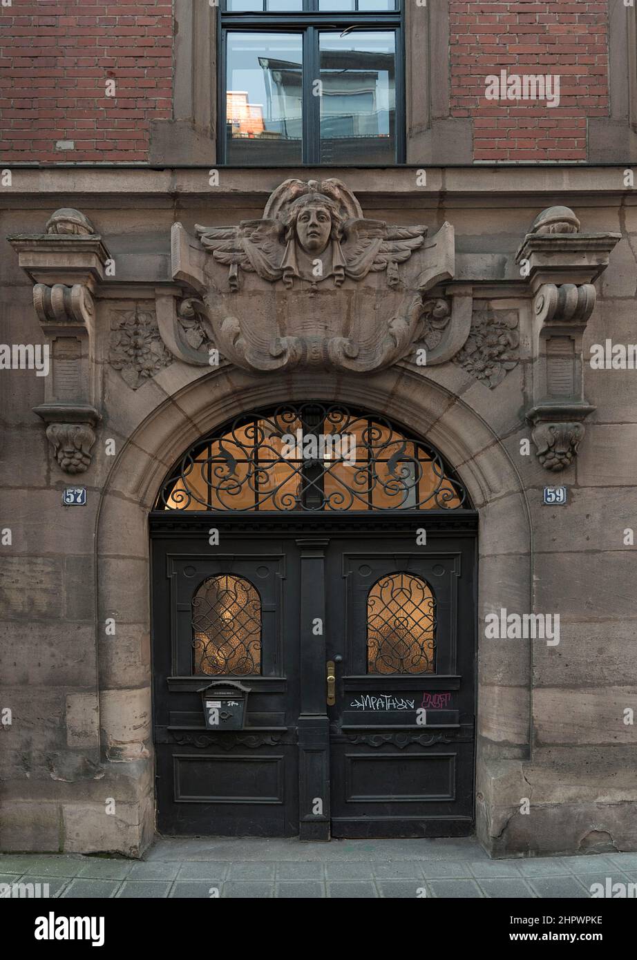 Decorative entrance portal of a former department stores' around 1880