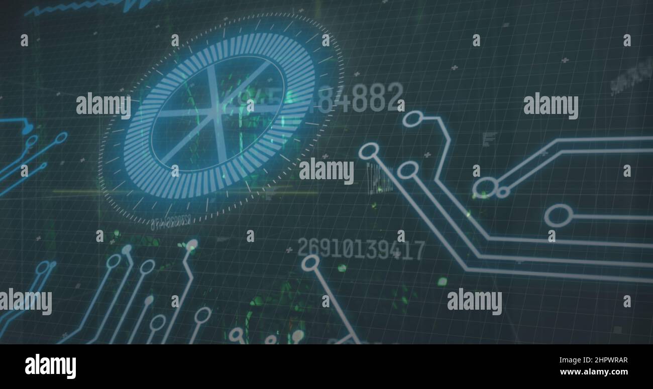 Image of data processing over dark background Stock Photo - Alamy