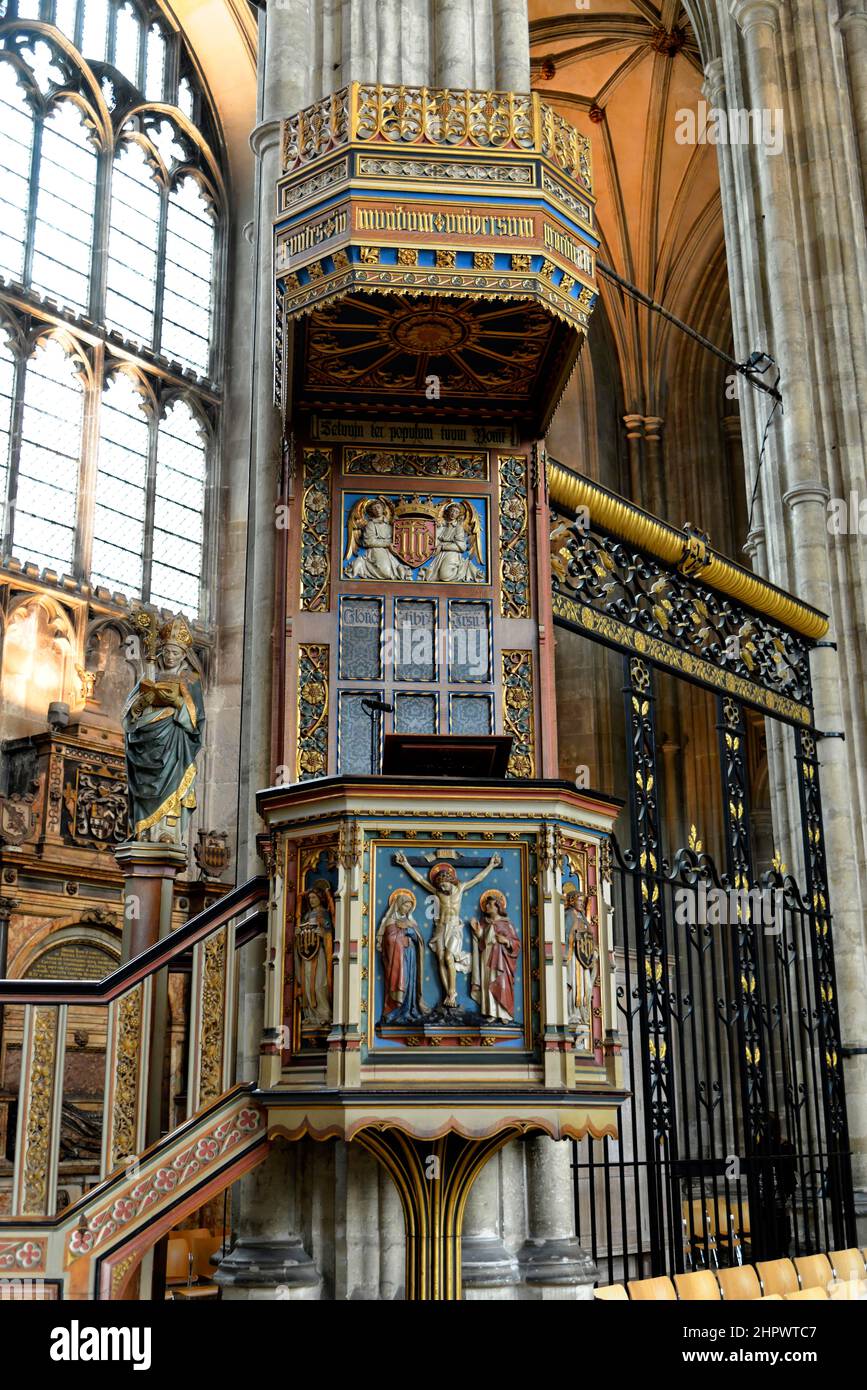 Pulpit, Canterbury Cathedral, Nave, South East England Region, Kent County, England, United Kingdom Stock Photo