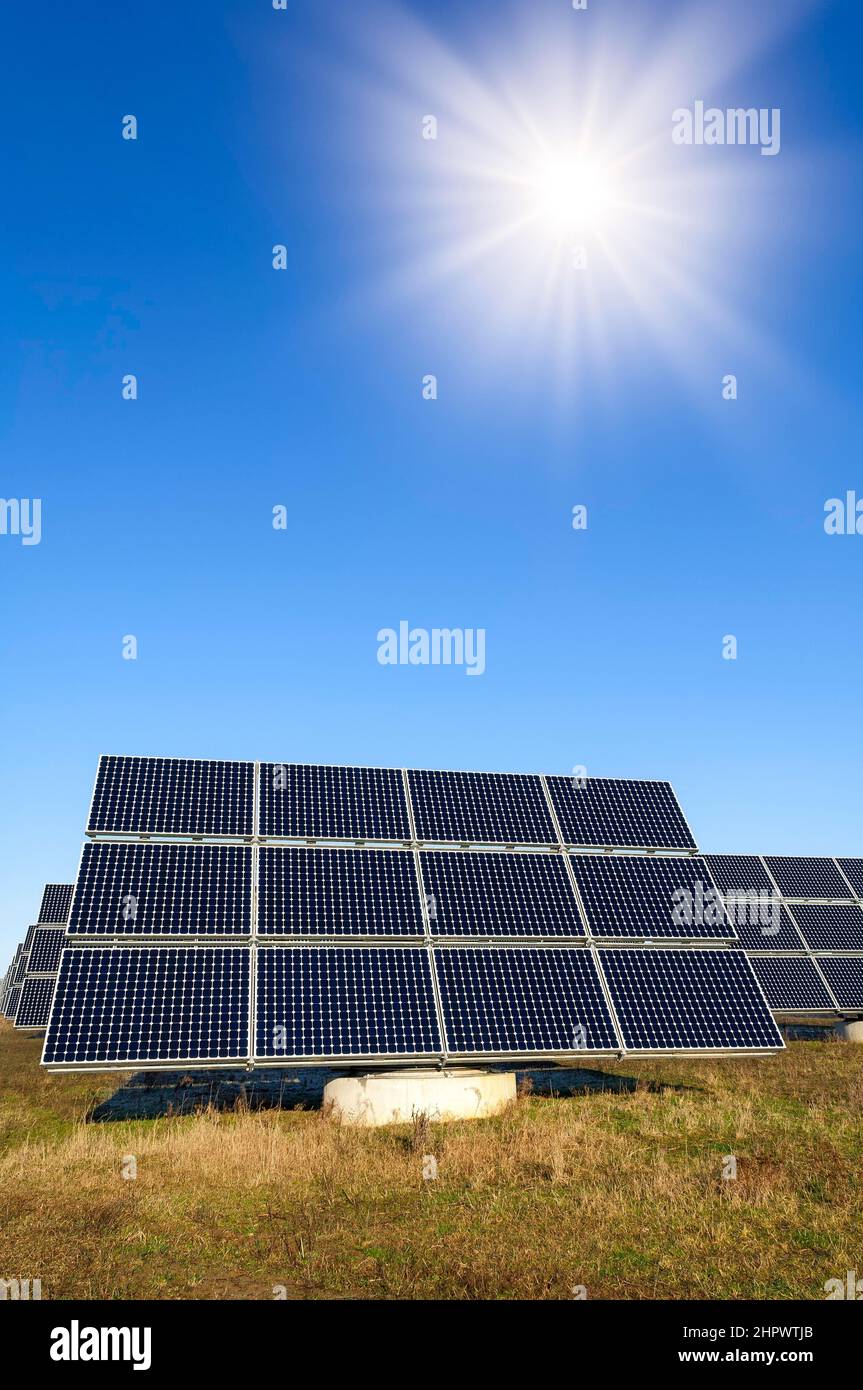 Solar park, outdoor photovoltaic system, solar modules, sun, energy ...