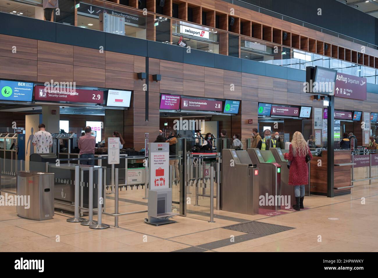 Main hall, security check, Terminal 1, BER Airport, Brandenburg, Germany Stock Photo