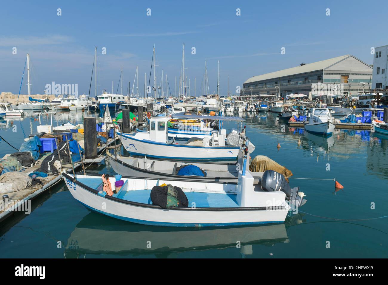 Fishing boats, harbour, Jaffa, Tel Aviv, Israel Stock Photo