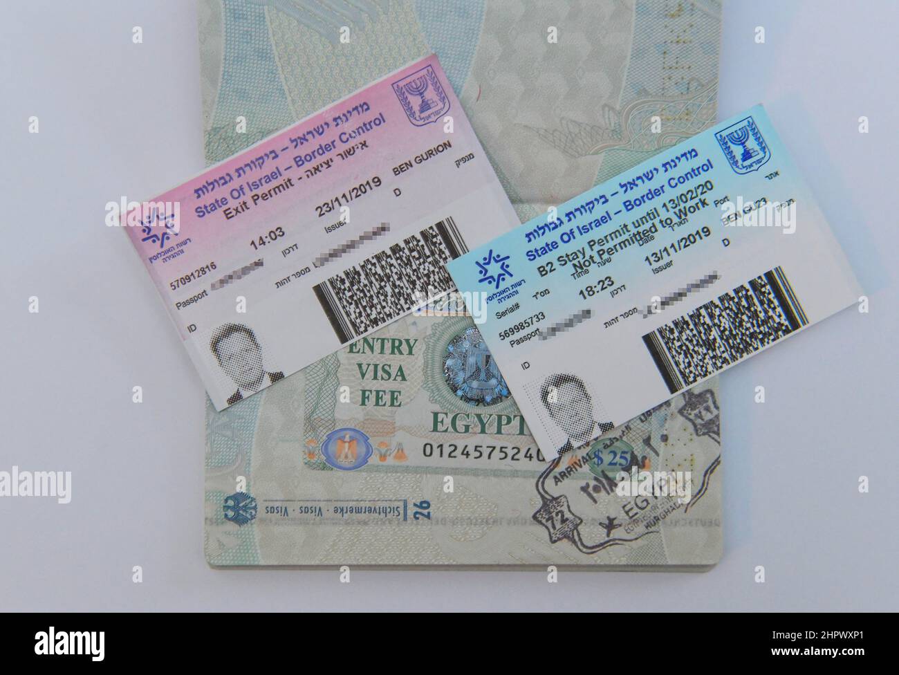 German passport with visa for Israel Stock Photo