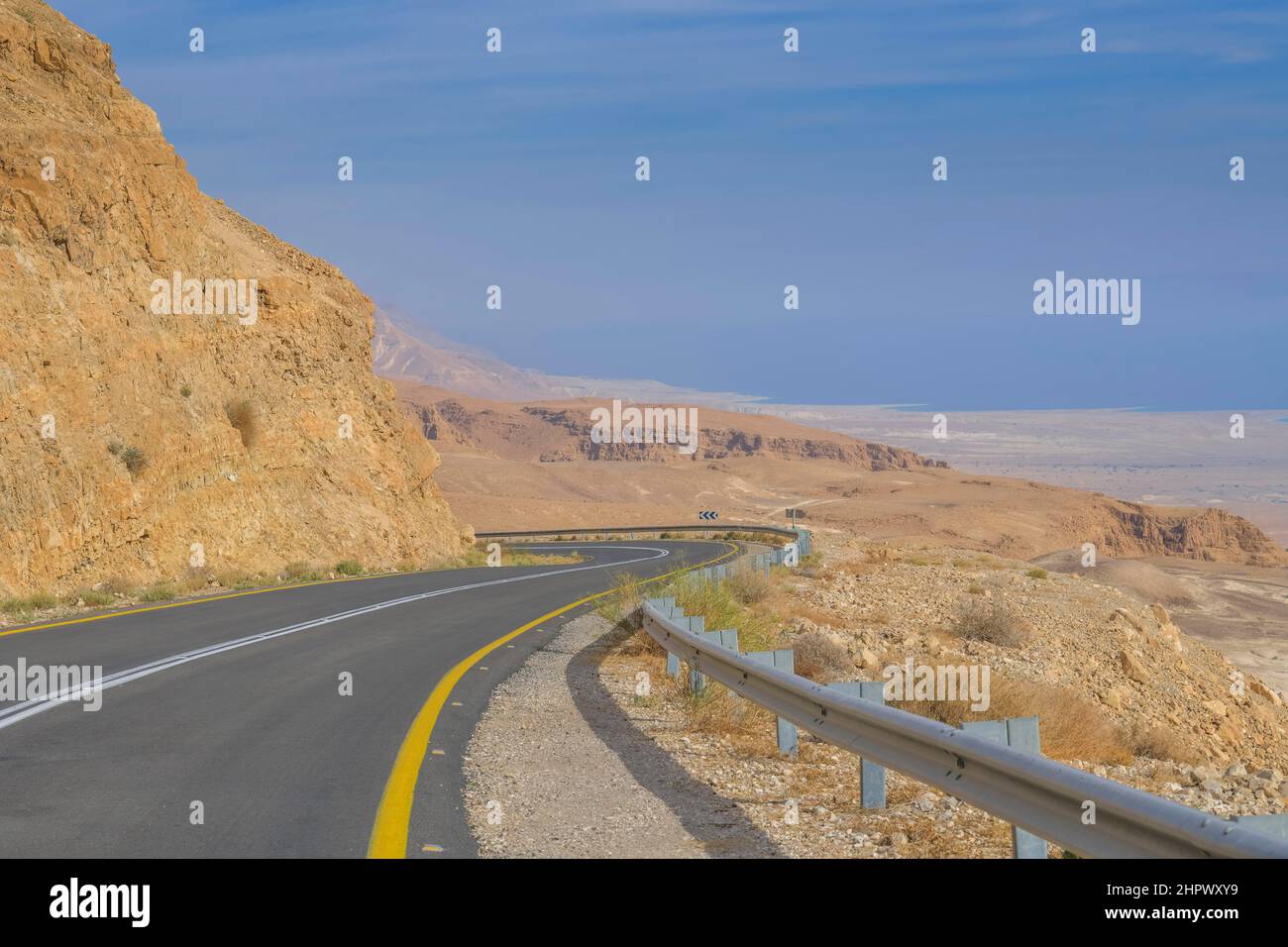 Country road, gradient, Dead Sea, Israel Stock Photo