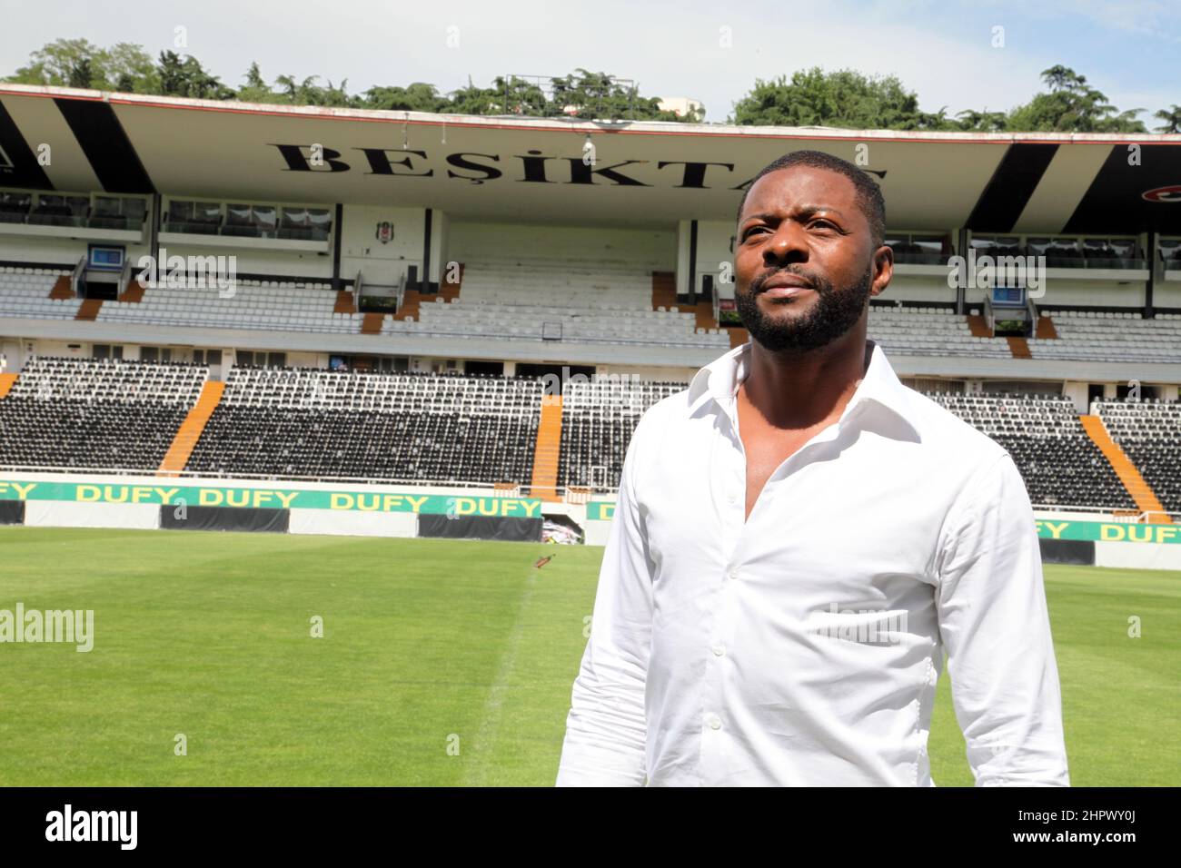 ISTANBUL, TURKEY - MAY 23: Senegalese/French footballer Pascal Nouma at the Besiktas Inonu Stadium on May 23, 2012 in Istanbul, Turkey. Pascal Nouma played Besiktas Sport Club for two seasons. Stock Photo