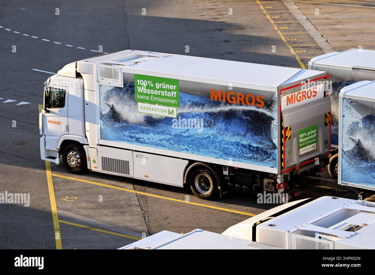 Migros hydrogen truck Stock Photo
