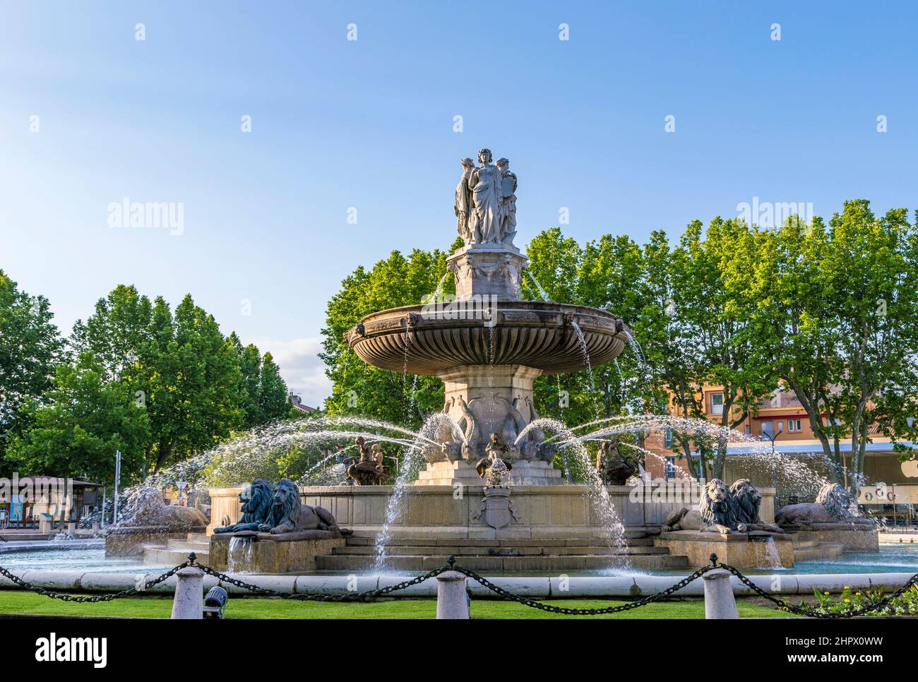 The Fontaine De La Rotonde Fountain With Roundabout In Aix-en-Provence ...