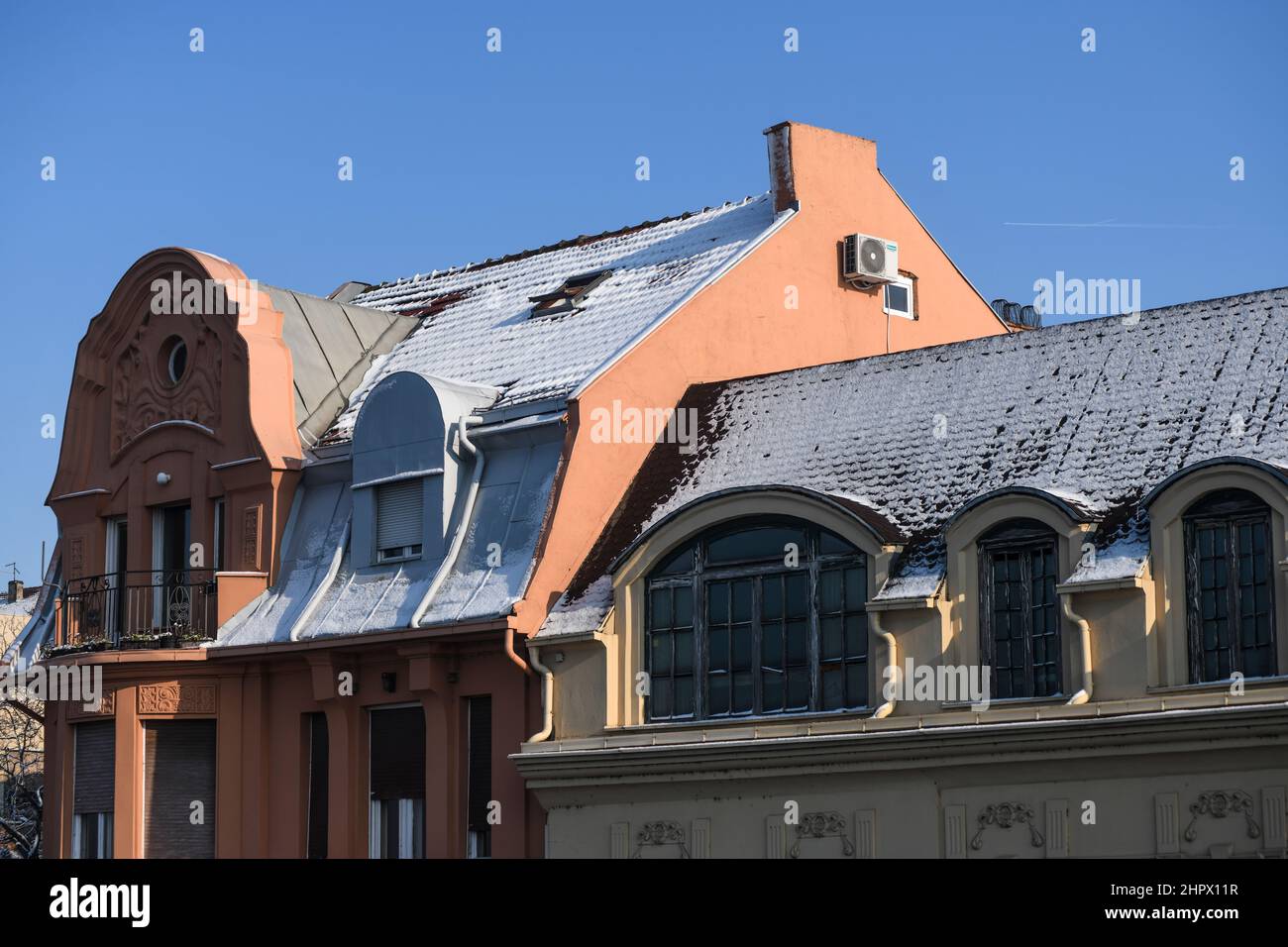 Snowed rooftops of Belgrade Old Town. Belgrade Stock Photo