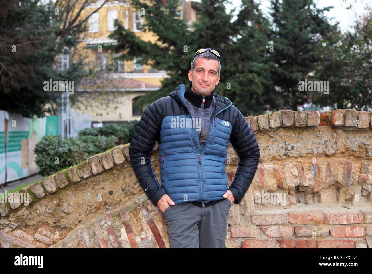 ISTANBUL, TURKEY - DECEMBER 24: Turkish mountain climber and writer Tunc Findik portrait on December 24, 2013 in Istanbul, Turkey. He became the second Turkish climber in the world who has climbed Mount Everest. Stock Photo