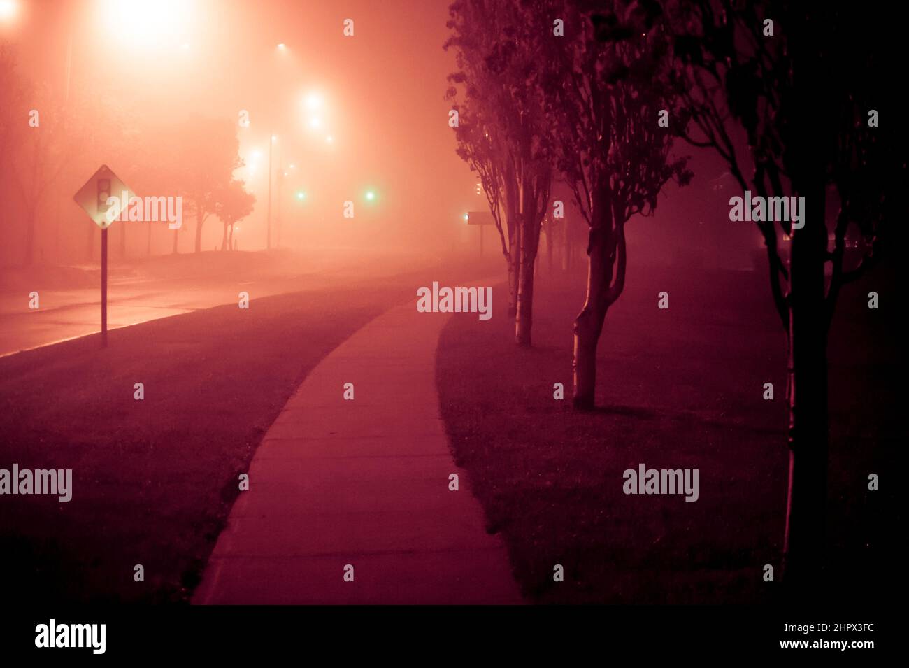 Suburban street at night empty hi-res stock photography and images - Alamy