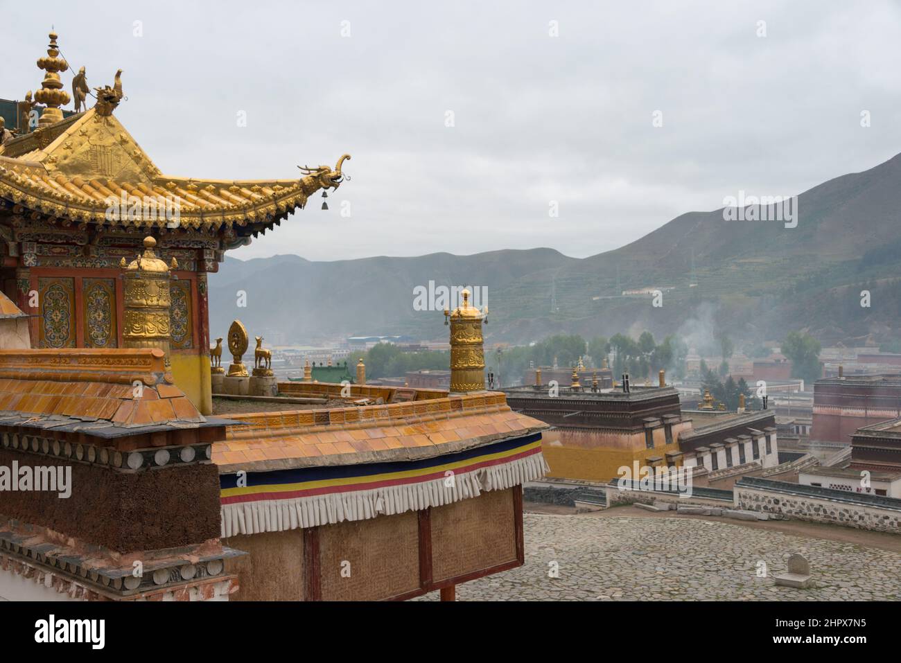 XIAHE, CHINA - Labrang Monastery. a famous Lamasery in Xiahe, Gansu, China. Stock Photo