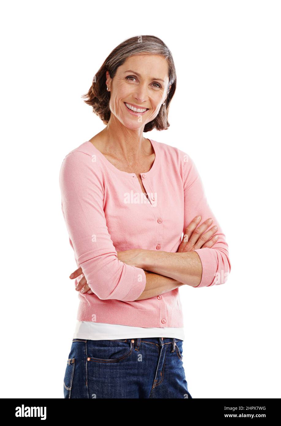 Shes got confidence. Cropped studio portrait of an attractive mature woman in casualwear. Stock Photo