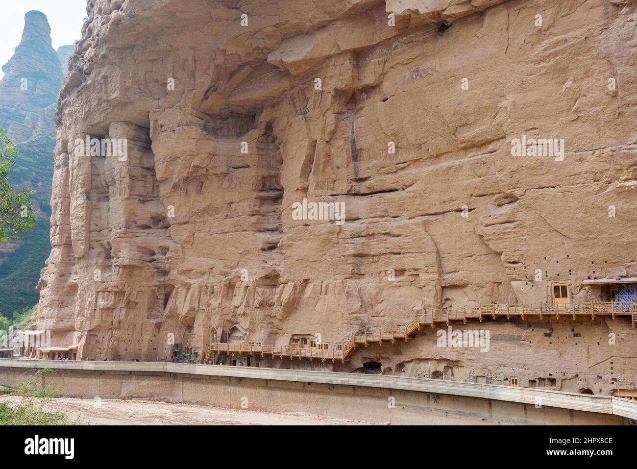 LANZHOU, CHINA - Bingling Cave Temple(UNESCO World heritage site). a famous Temple in Lanzhou, Gansu, China. Stock Photo
