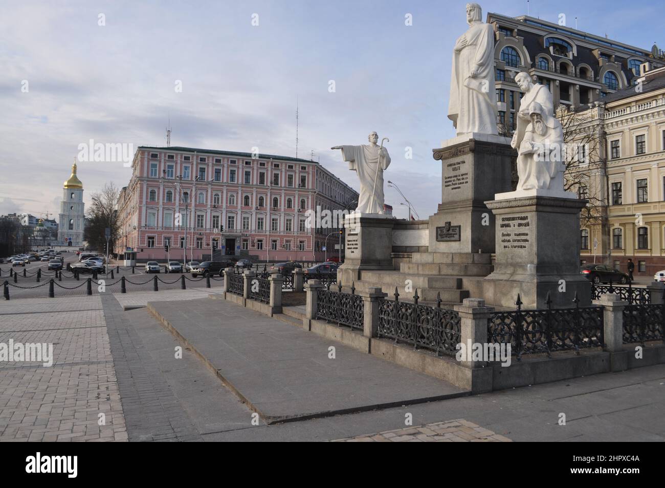 The Princess Olga Monument in St Michael's Square, Kyiv (Kiev) Ukraine in January 2014 Stock Photo