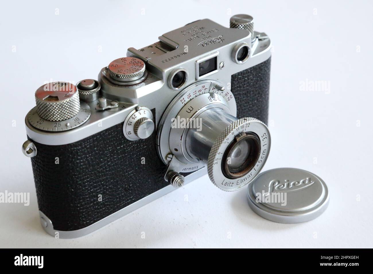 A classic German Leica IIIf with an Elmar 5cm lens, an ideal camera for