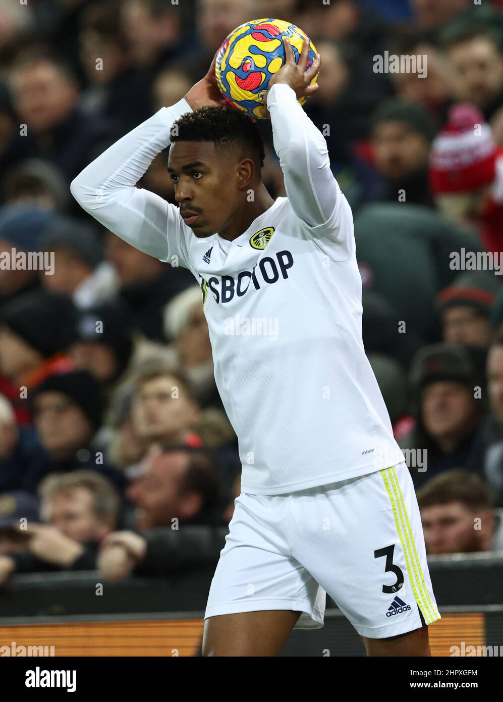 Liverpool, England, 23rd February 2022.  Junior Firpo of Leeds United during the Premier League match at Anfield, Liverpool. Picture credit should read: Darren Staples / Sportimage Stock Photo